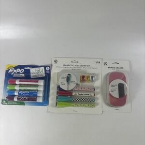 Whiteboard Bundle Expo Dry Erase Markers + Magnetic Accessory Kit + Eraser NEW
